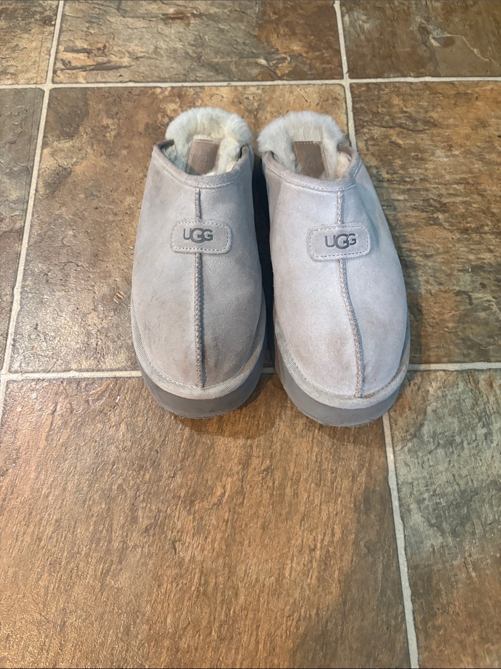 UGG Women’s light Gray Suede Slip-On Shearling Mules